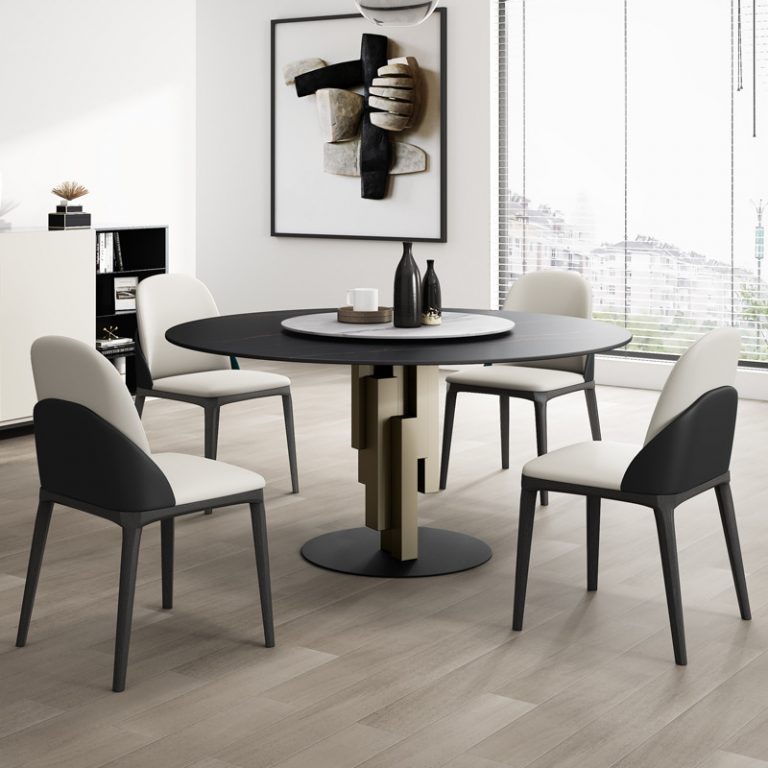 Italian style simple luxury round ceramic dining table ceramic top