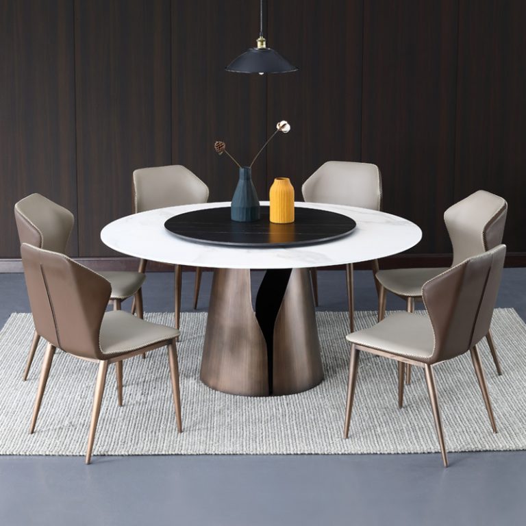 Modern style high-end light luxury ceramic turntable round dining table