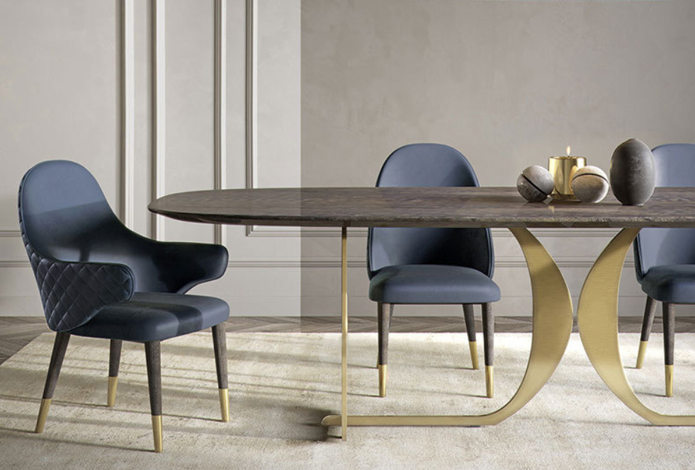 Luxury ceramic stainless steel dining table set ceramic top dining table