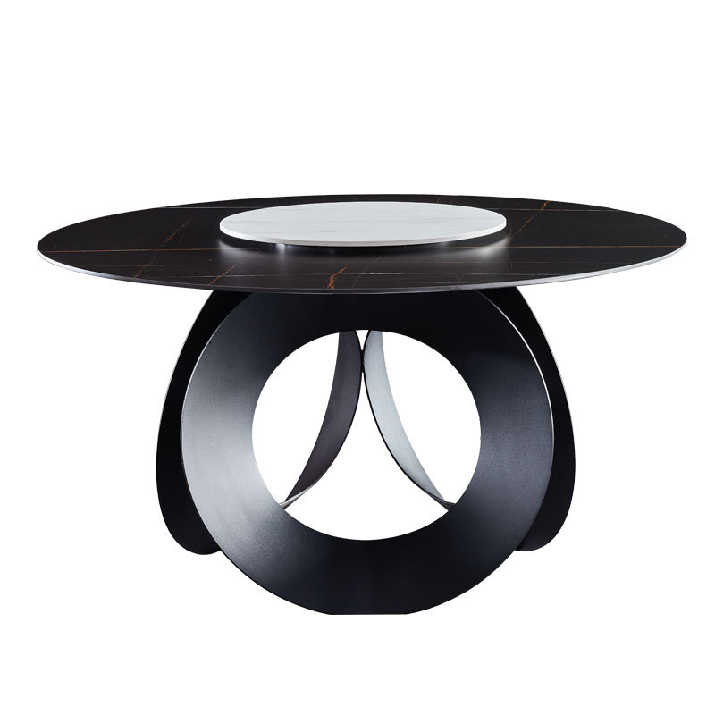 Modern minimalist Italian style light luxury round ceramic dining table