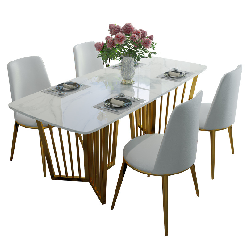 Nordic rectangular marble surface postmodern style ceramic top dining