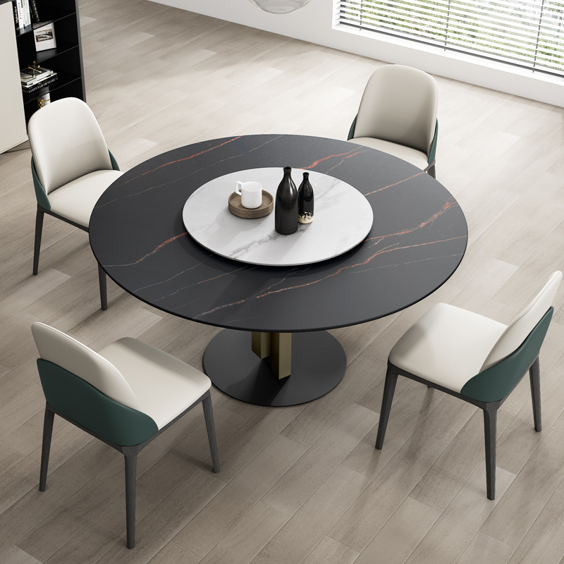 Italian style simple luxury round ceramic dining table ceramic top dining table