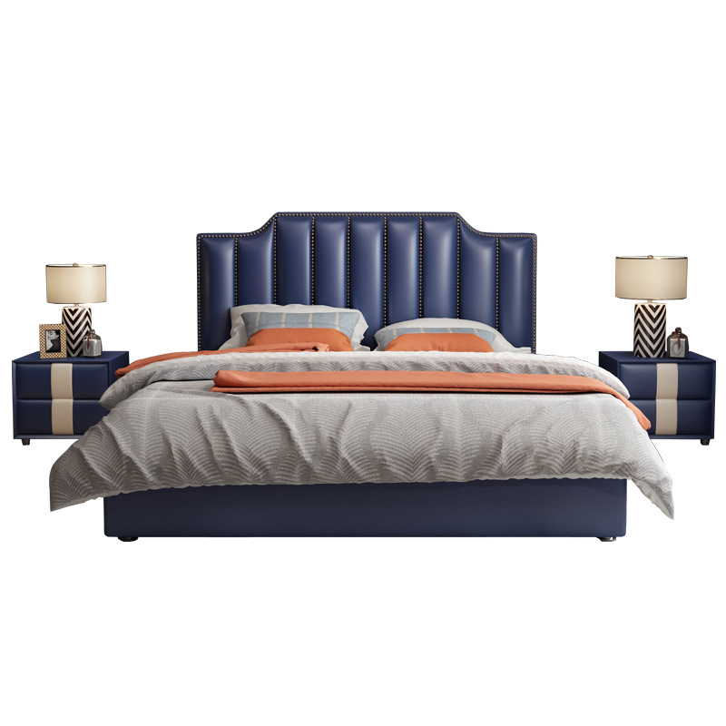 Light luxury simple highend atmosphere American leather bed ceramic