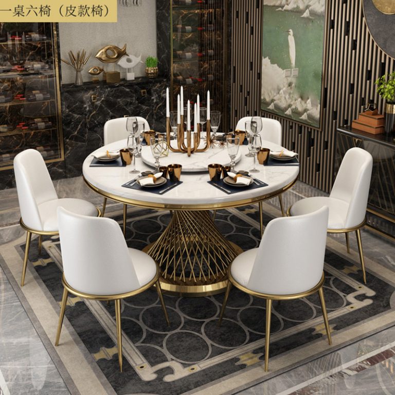 Italian style light luxury highgrade ceramic round table with