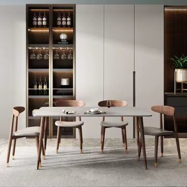 Modern High-Quality Rectangular Ceramic Dining Table for Home Use