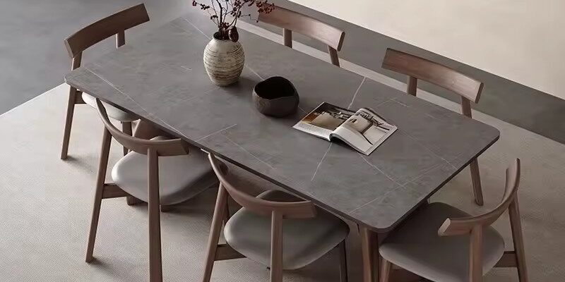 Modern High-Quality Rectangular Ceramic Dining Table for Home Use