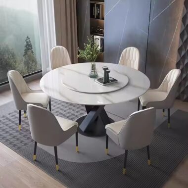 Custom Luxury Round Ceramic Dining Table for Upscale Homes