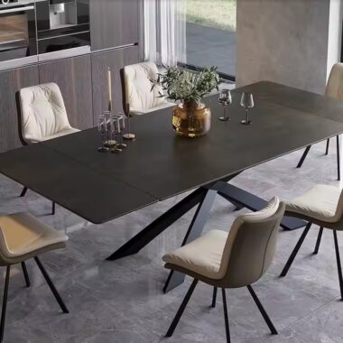 Luxury Extendable Rectangular Ceramic Dining Table with Modern Design