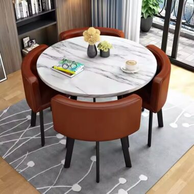 modern round ceramic dining table with sintered stone top
