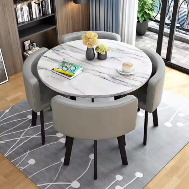modern round ceramic dining table with sintered stone top