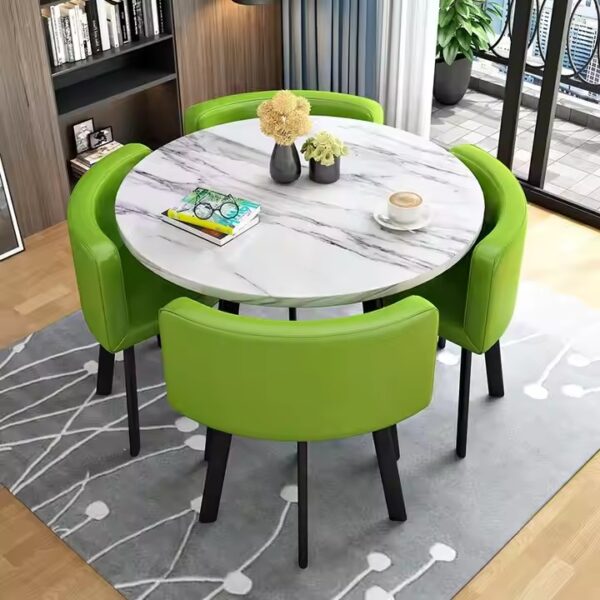 modern round ceramic dining table with sintered stone top