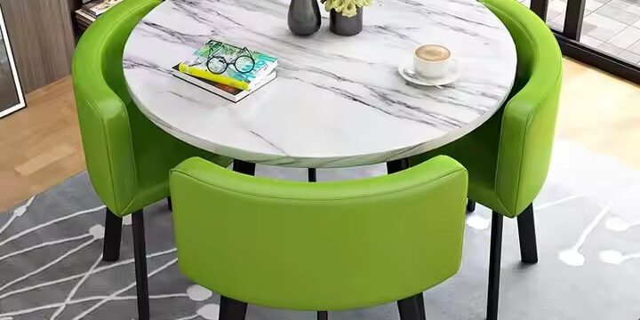 modern round ceramic dining table with sintered stone top