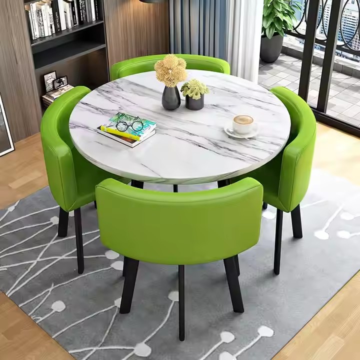 modern round ceramic dining table with sintered stone top