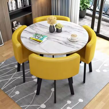 modern round ceramic dining table with sintered stone top