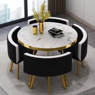 modern round ceramic dining table with sintered stone top