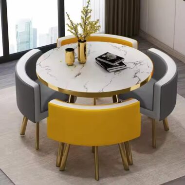 modern round ceramic dining table with sintered stone top