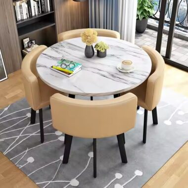 modern round ceramic dining table with sintered stone top