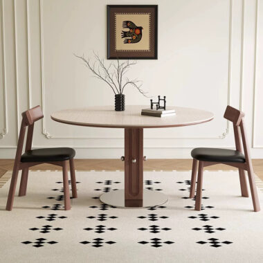 Compact Modern Round Ceramic Dining Table for Small Homes