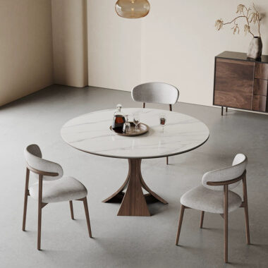 Compact Modern Round Ceramic Dining Table for Small Homes
