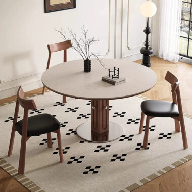 Compact Modern Round Ceramic Dining Table for Small Homes