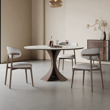 Compact Modern Round Ceramic Dining Table for Small Homes