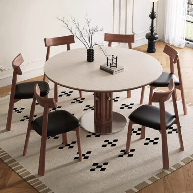 Compact Modern Round Ceramic Dining Table for Small Homes