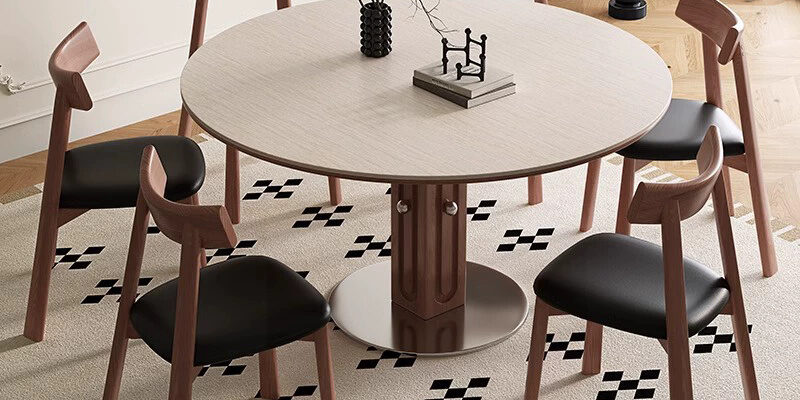 Compact Modern Round Ceramic Dining Table for Small Homes