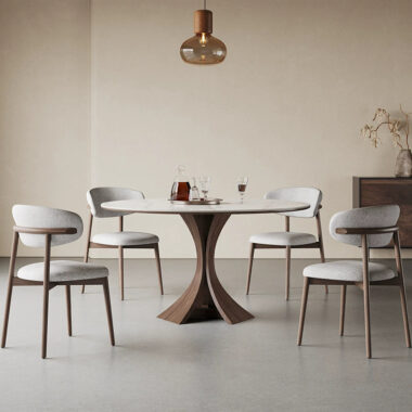 Compact Modern Round Ceramic Dining Table for Small Homes