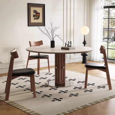 Compact Modern Round Ceramic Dining Table for Small Homes