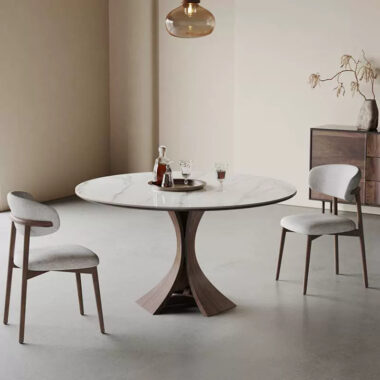 Compact Modern Round Ceramic Dining Table for Small Homes