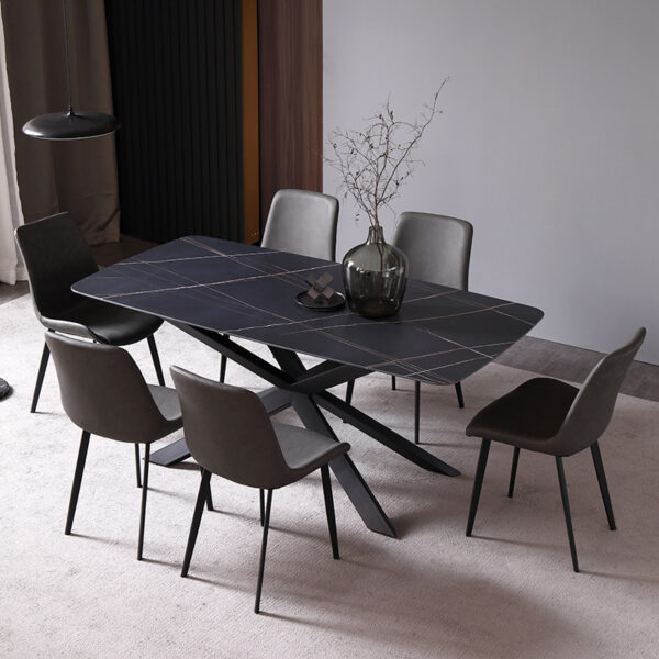 Luxury European Modern Rectangular Ceramic Dining Table with Ceramic Top