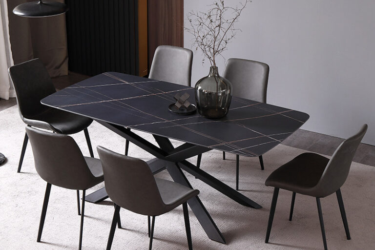 Luxury European Modern Rectangular Ceramic Dining Table with Ceramic Top