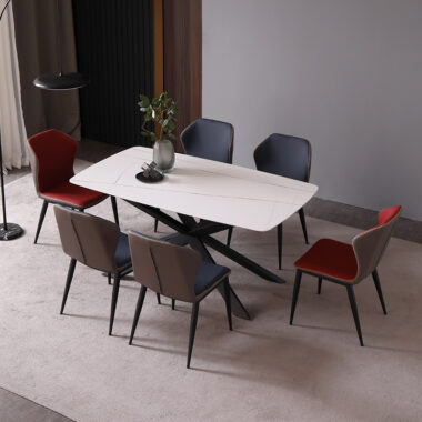 Luxury European Modern Rectangular Ceramic Dining Table with Ceramic Top