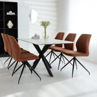 Luxury European Modern Rectangular Ceramic Dining Table with Ceramic Top