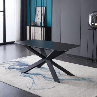 Luxury European Modern Rectangular Ceramic Dining Table with Ceramic Top