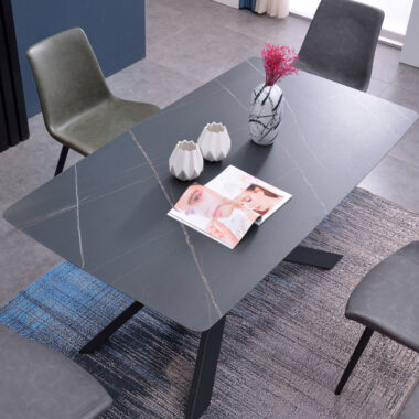 Luxury European Modern Rectangular Ceramic Dining Table with Ceramic Top