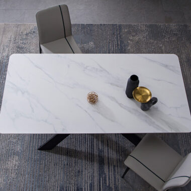 Luxury European Modern Rectangular Ceramic Dining Table with Ceramic Top