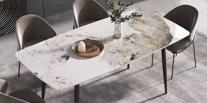 Italian Style Minimalist Rectangular Ceramic Dining Table with Sleek Finish