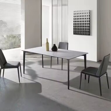 Italian Style Minimalist Rectangular Ceramic Dining Table with Sleek Finish