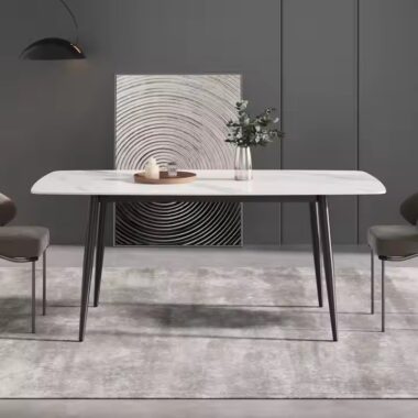 Italian Style Minimalist Rectangular Ceramic Dining Table with Sleek Finish