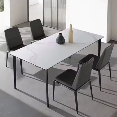 Italian Style Minimalist Rectangular Ceramic Dining Table with Sleek Finish