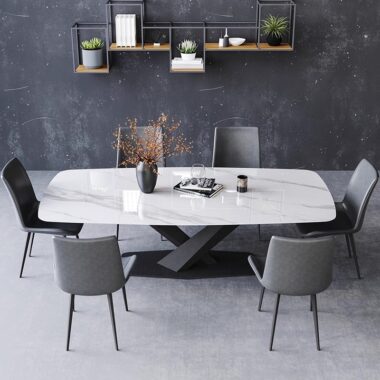 Modern Rectangular Ceramic Dining Table for Contemporary Home Use