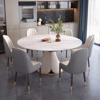 Vintage Style Round Ceramic Dining Table for Classic Home Interiors