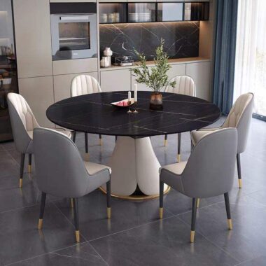 Vintage Style Round Ceramic Dining Table for Classic Home Interiors