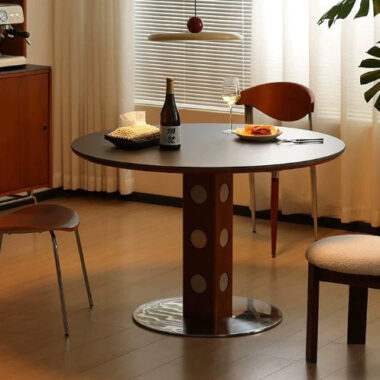 Vintage Style Round Ceramic Dining Table for Classic Home Interiors