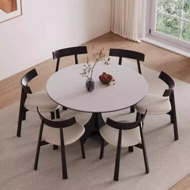 Vintage Style Round Ceramic Dining Table for Classic Home Interiors