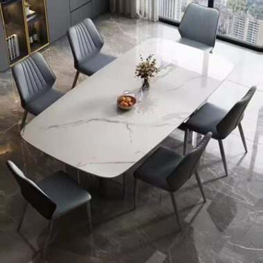 European Luxury Modern Rectangular Ceramic Dining Table for Homes