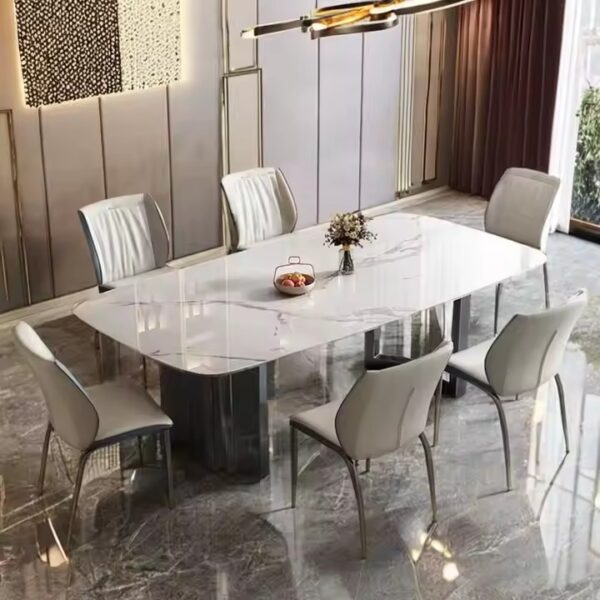 European Luxury Modern Rectangular Ceramic Dining Table for Homes