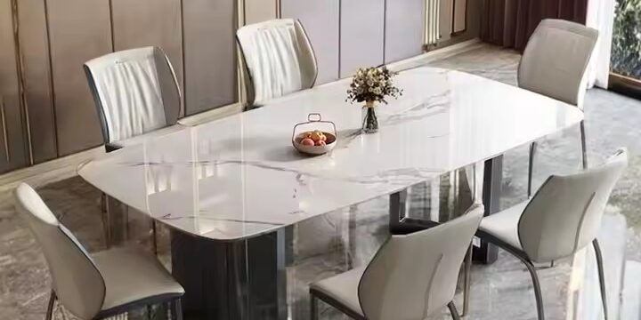 European Luxury Modern Rectangular Ceramic Dining Table for Homes