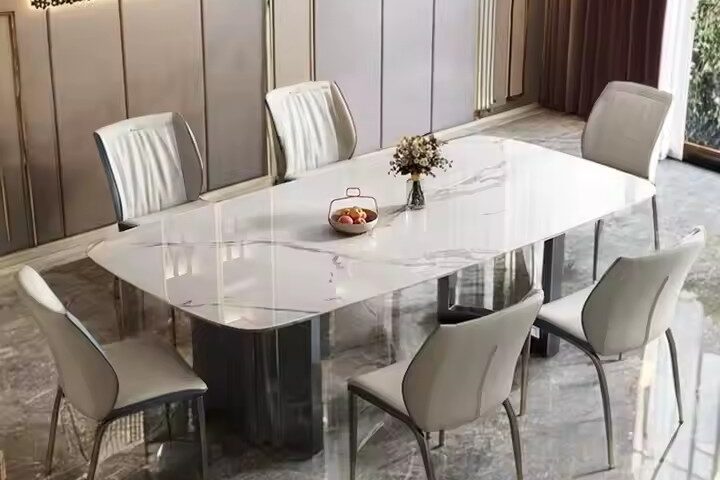 European Luxury Modern Rectangular Ceramic Dining Table for Homes
